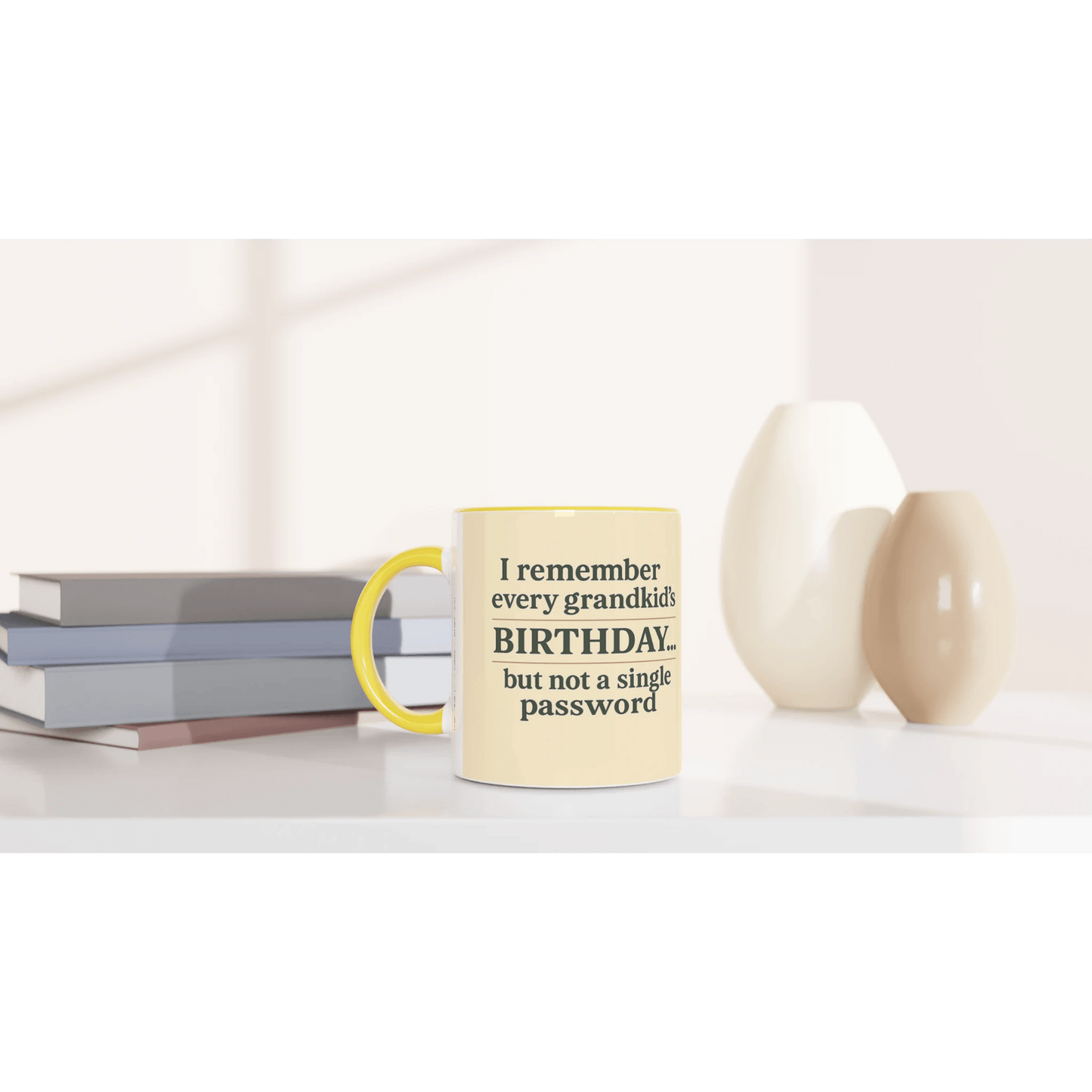 “Grandkids > Passwords” Mug – White Ceramic, 11oz - Prairie Echo Collective