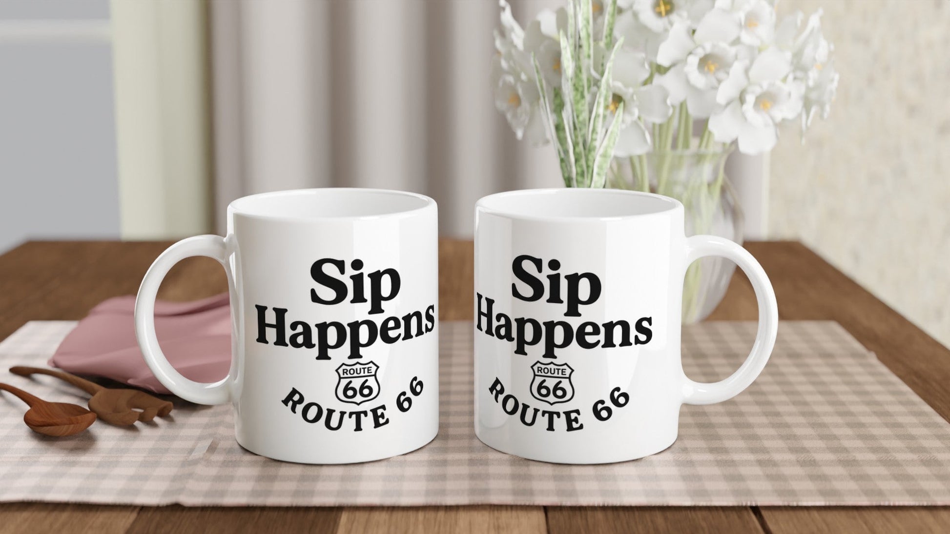 Sip Happens – Nostalgic Route 66 Keepsake Mug - Prairie Echo Collective