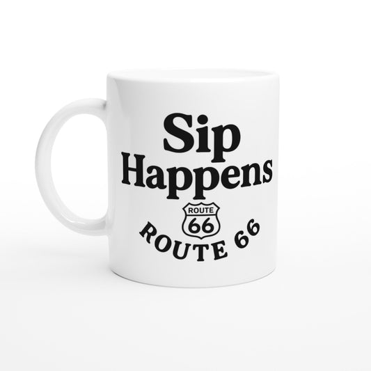 Sip Happens – Nostalgic Route 66 Keepsake Mug - Prairie Echo Collective