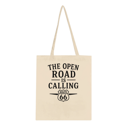 “The Open Road Is Calling” Tote Bag – Route 66 Adventure Series - Prairie Echo Collective