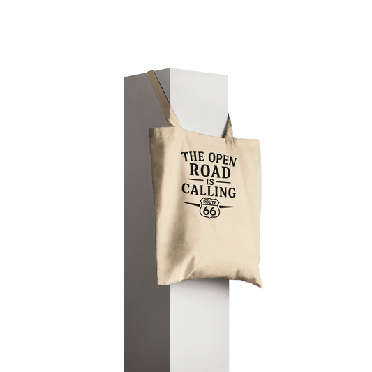 “The Open Road Is Calling” Tote Bag – Route 66 Adventure Series - Prairie Echo Collective